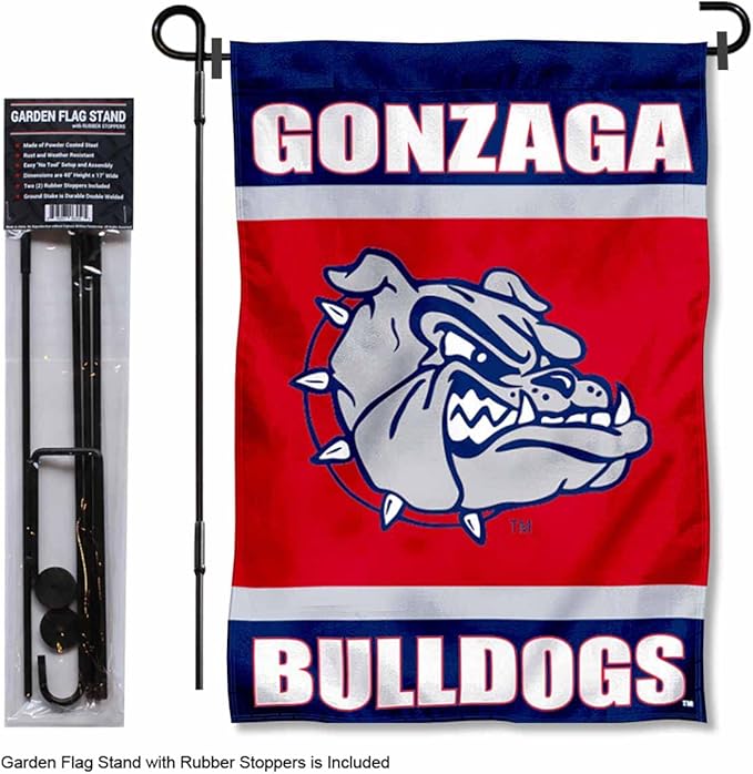 College Flags & Banners Co. Gonzaga Bulldogs Garden Flag with Pole Stand Holder-VerdiqueGarden