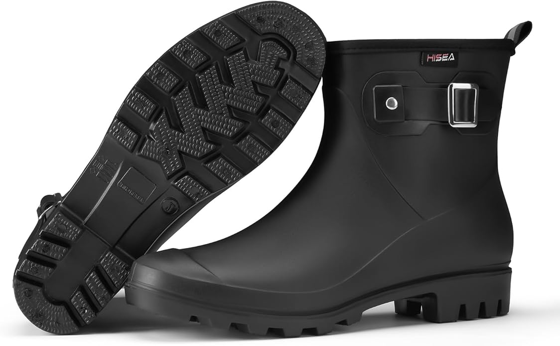 HISEA Women's Ankle Rain Boots Waterproof, Fashion Short Garden Shoes Anti-slip for Women with Comfortable Insole-VerdiqueGarden