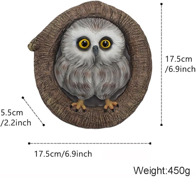 Owl Tree Hugger Whimsical Tree Sculpture Garden Statues Outdoor Tree Face Decor Garden Peeker Yard Art Decorations (Singel Owl)-VerdiqueGarden