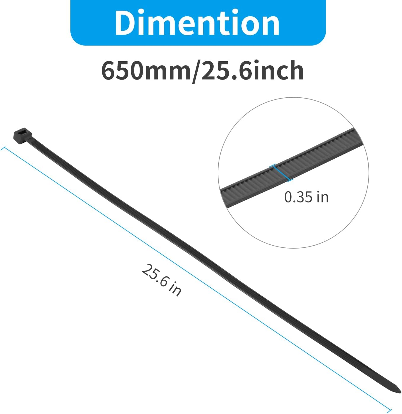 XINGO 26 inch White Zip Ties Heavy Duty 100 Pack, 200 lbs Ultra Strong Plastic Wire Ties, Large Cable Ties Extra Long Tie Wraps, Indoor and Outdoor UV Resistant-VerdiqueGarden