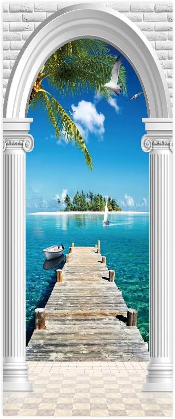 3D Door Stickers Murals - Peel & Stick Landscape - Wallpaper Decals - Removable PVC Waterproof Door Poster - Bedroom & Living Room Decoration - 37.4" x 84.6"-VerdiqueGarden