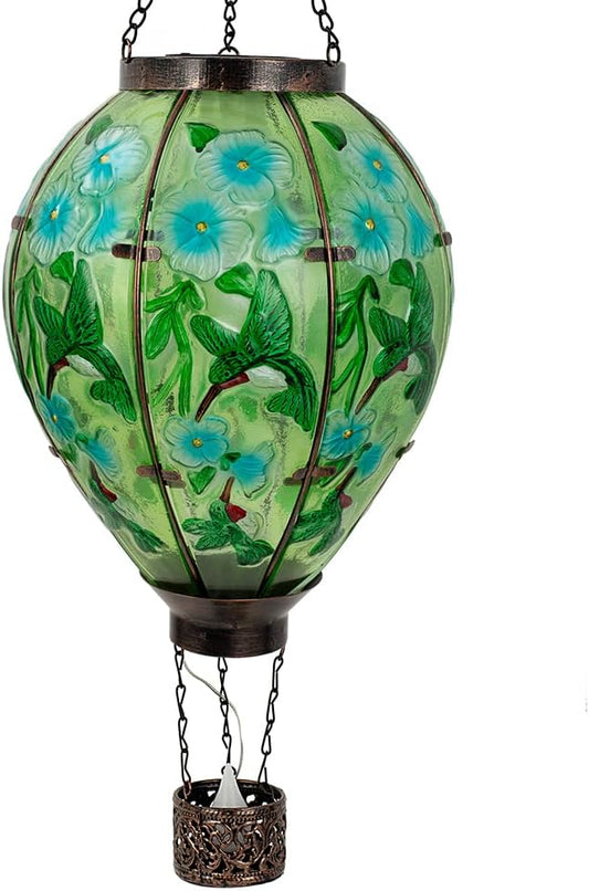 Starsoul Extra Large Solar Hot Air Balloon Lantern with Flame Hummingbird Glass Outdoor Hanging Hot Air Balloon Solar Light Waterproof Garden Patio Yard Party Decorations-VerdiqueGarden