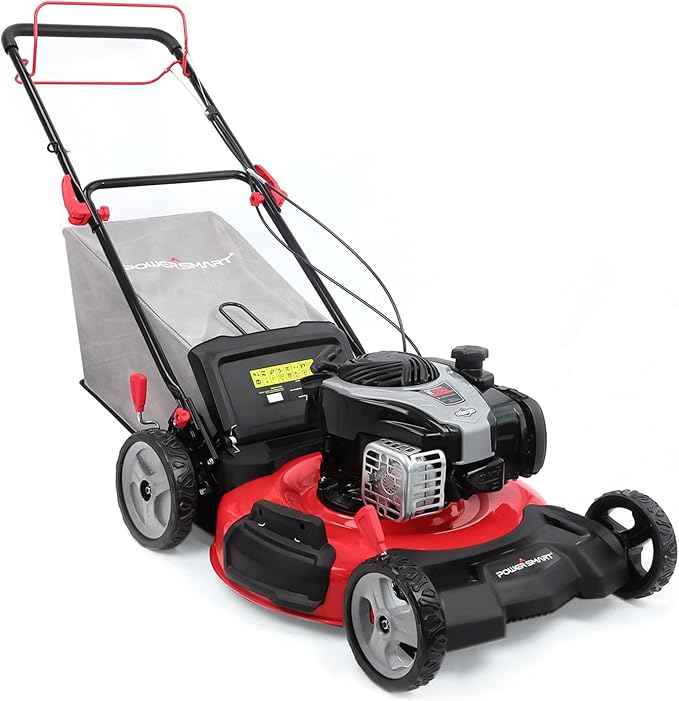 PowerSmart Self Propelled Gas Lawn Mower, 22-Inch with 140cc Briggs and Stratton E550 Engine 3-in-1 Rear-Wheel Drive Lawnmower with Bagging-VerdiqueGarden