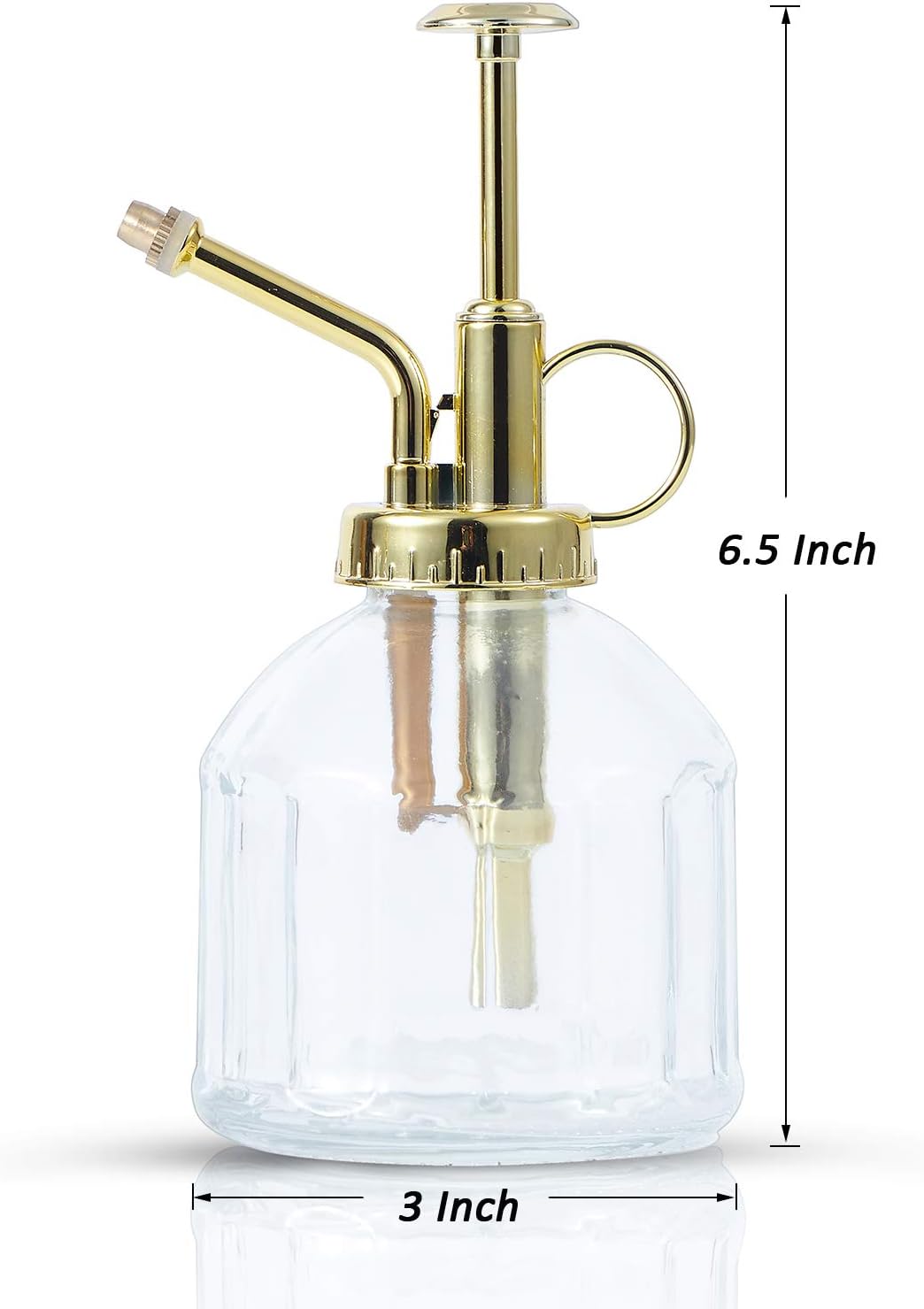 Glass Plant Mister Spray Bottle, Succulent Watering Bottle with Golden Top Pump, Vintage Plant Spritzer, Decorative Water Sprayer Small Watering Can for Indoor Outdoor Houseplant - Clear-VerdiqueGarden
