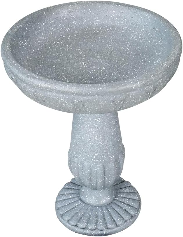 SKYFIRE 21.2”H Bird Baths for Outdoors- Fibre Reinforced Concrete Tall Bird Bath Stylish with Pedestal for Garden, Patio, Lawn, Backyard - 17”L X 17”W X 21.2”H Vintage Pedestal Outdoor Garden Birdbath-VerdiqueGarden