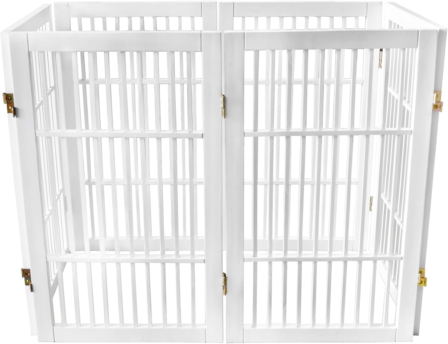 Pet Dog Gate Strong and Durable Freestanding Folding Acacia Hardwood Portable Wooden Fence Indoors or Outdoors by Urnporium (White Pet Gate, 6 Panel 30" Tall)-VerdiqueGarden