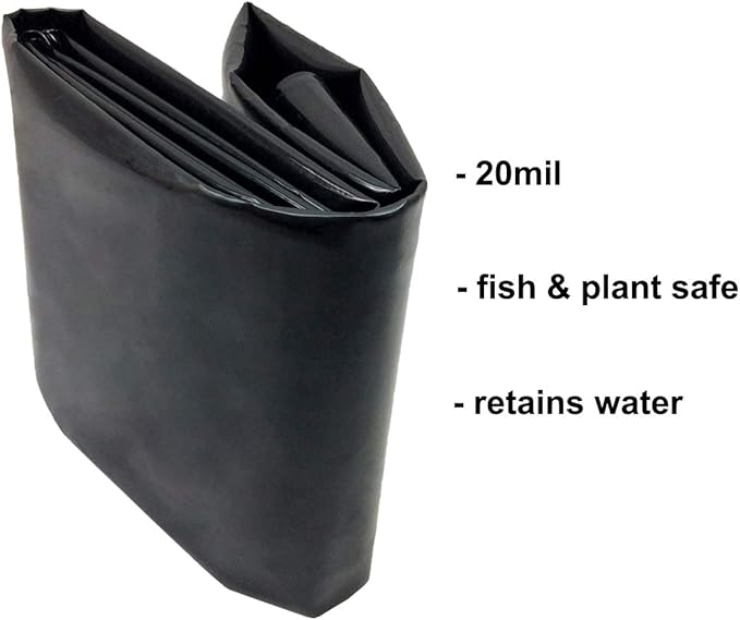 10 x 13 Feet Pond Liner, 20 Mil Pond Liners for Outdoor Ponds, Black LDPE Pond Liner for Waterfall, Fish Koi Ponds, Garden Fountain-VerdiqueGarden