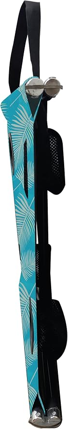 Neso Portable Beach Table with Cup Holders, Cell Phone Pockets, Lightweight for Picnics and Parks (Aqua Fronds)-VerdiqueGarden