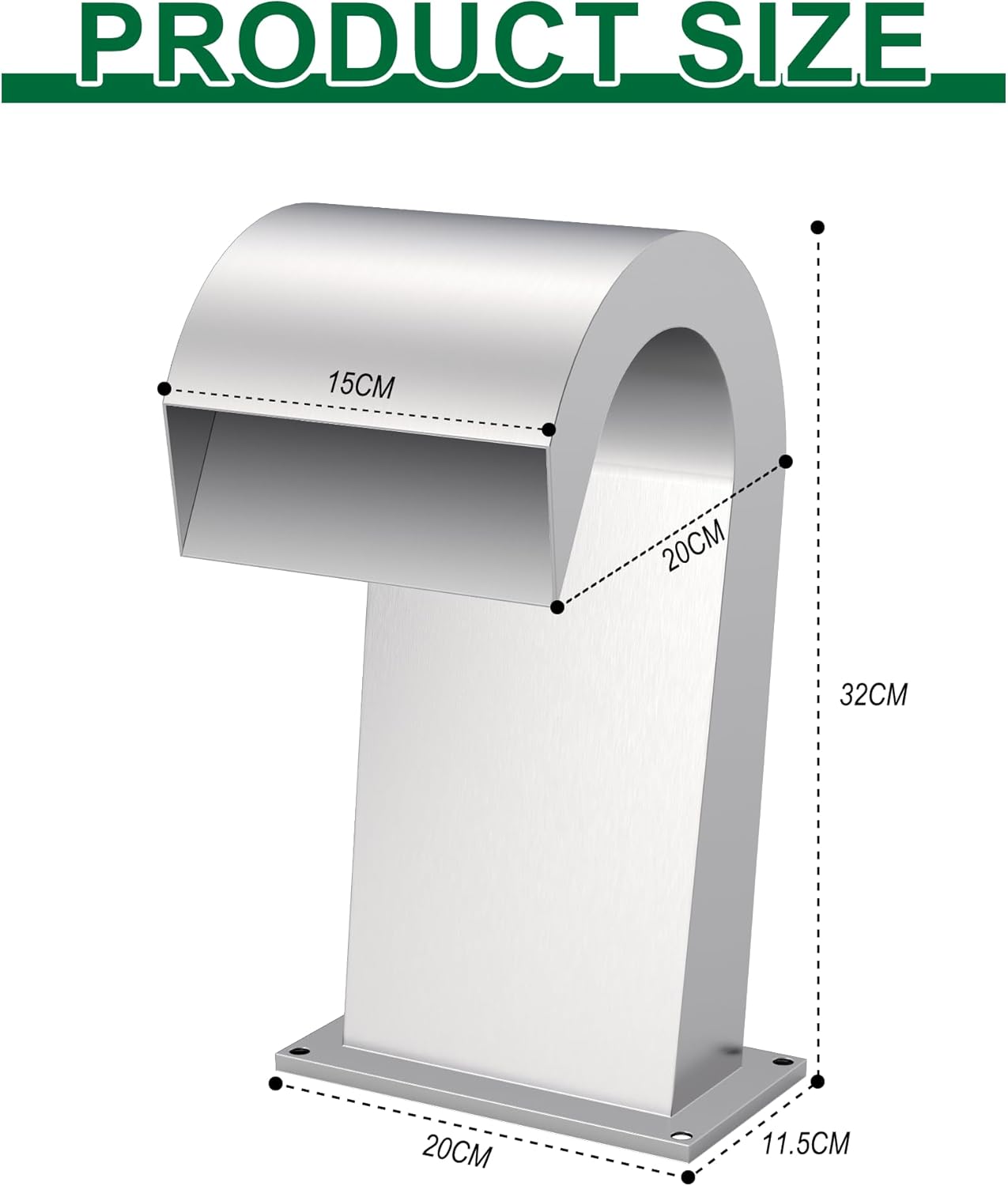 S-Shape Waterfall Spillway Ground Pool Fountain, LONGRUNNEW 304 Stainless Steel Outdoor Water Featur 14.09" x 9.57" x 10.04" for Garden Decor, Landscape Accents & Patio Pond Water Feature-Small-VerdiqueGarden