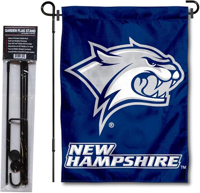 College Flags & Banners Co. New Hampshire Wildcats Garden Flag with Stand Holder-VerdiqueGarden