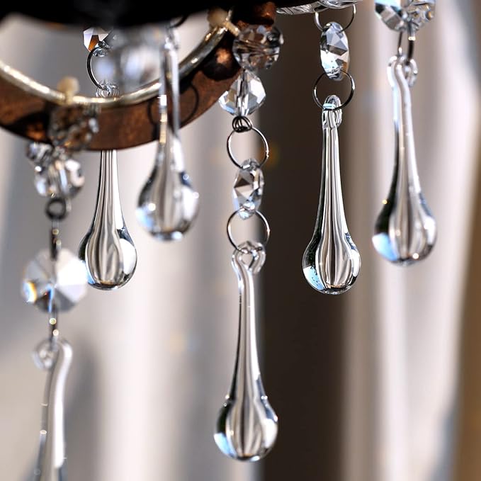 12pcs Raindrop Crystal Chandelier Prisms Parts, Hanging Crystals Beads for Chandeliers, Home Decoration-VerdiqueGarden