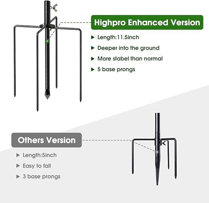 Bird Feeder Pole Wild Bird Feeder Hanging Kit Planter, 83 Inch Bird Feeding Station Kit with 5 Prongs Base Hummingbird Feeder Stand Hook for Outside-VerdiqueGarden