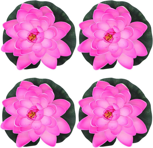 FZBNSRKO Artificial Lotus,4PCS 7.1" Inch Floating Foam Lotus Flowers for Pool,Realistic Water Lily Pads for Home Outdoor Patio Pond Wedding Party Decorations,Water Pink-VerdiqueGarden