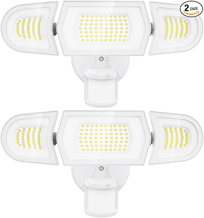Olafus 100W LED Security Light Motion Sensor Outdoor Light, 2 Pack Motion Flood Light Dusk to Dawn, 9000LM Super Bright 6500K Exterior Motion Detector Floodlight for Garage Yard Porch Eave IP65, White-VerdiqueGarden