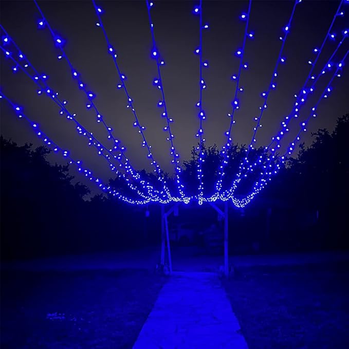 KNONEW 403ft 1000 LED String Lights Outdoor Christmas Light 8 Modes & Timer Fairy Lighting Plug in Waterproof for Xmas Yard Tree Wedding Party Holiday Decorations (Blue)-VerdiqueGarden