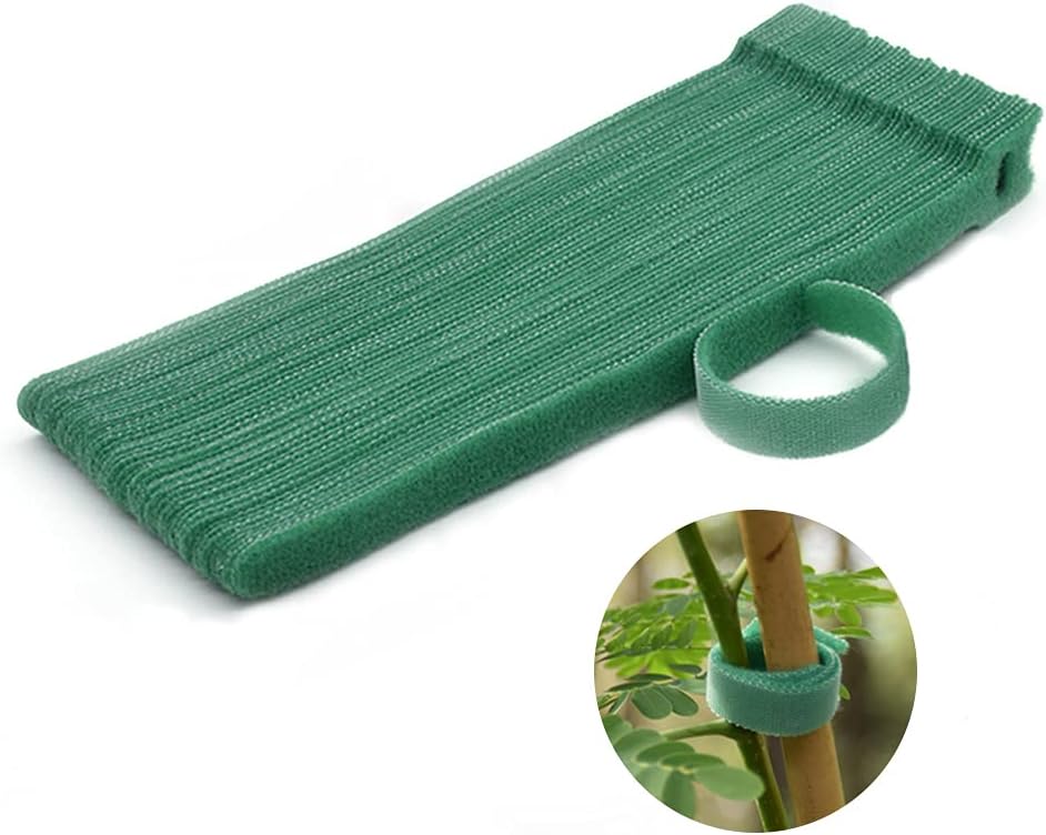 Hook＆Loop Garden Plant Cable Ties, Adjustable Garden Nylon Ties for Supporting Plant and Vines, Multi-Functional Ties(100 Pcs, 8 Inch, Green)-VerdiqueGarden