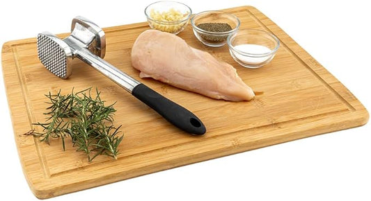 Restaurantware Met Lux Meat Tenderizer 1 Double-Sided Meat Mallet - Textured Surface Smooth Surface Aluminum Meat Pounder Ergonomic Handle For Tenderizing Steak Or Poultry-VerdiqueGarden