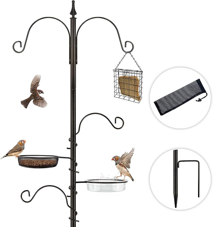 Premium Bird Feeding Station Kit - Multi Feeder Hanging Set with Suet Cage, Bird Bath & Finch Sock Attractors-VerdiqueGarden
