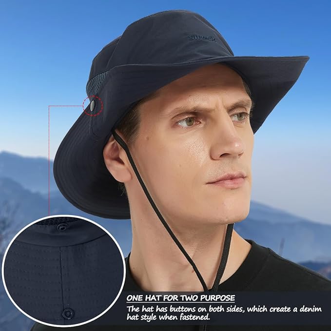 Fishing Hat, UPF50+ Wide Brim Sun Hat for Men Women, UV Protection Hiking Beach Bucket Hats Summer Safari Hat-VerdiqueGarden