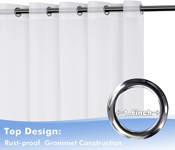 HolidayIdeas White Outdoor Sheer Curtains for Patio Waterproof, 4 Panels - 100 x 95 Inch - Extra Wide Voile Outside Curtains Light Filtering Grommet Drapes for Front Porch, Gazebo, Pergola, Backyard-VerdiqueGarden