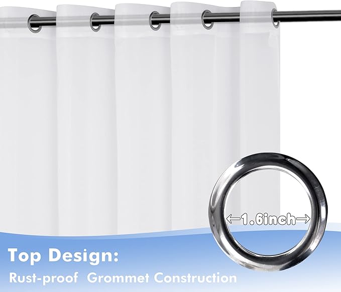 HolidayIdeas White Outdoor Sheer Curtains for Patio Waterproof, 6 Panels - 54 x 84 Inch - Light Filtering Voile Outside Curtains Grommet Drapes for Front Porch, Gazebo, Pergola, Backyard-VerdiqueGarden