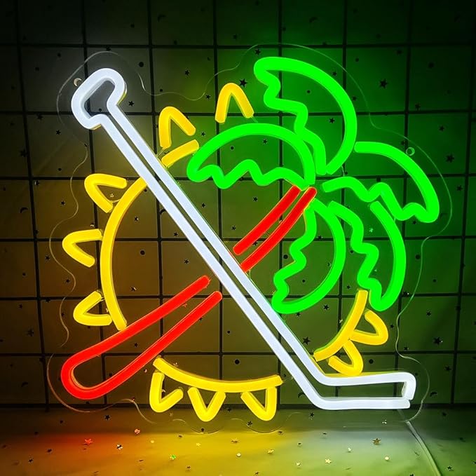 Coconut Trees Neon Sign Palm Tree Neon Light Up Sign Sun Neon Light for Wall Decor Ice Hockey Neon Sign for Bedroom Bar Man Cave Party Decor Birthday Gifts USB Powered,Size13.5*12.5inch(JWD028)-VerdiqueGarden