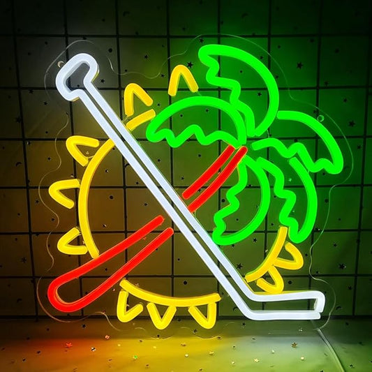 Coconut Trees Neon Sign Palm Tree Neon Light Up Sign Sun Neon Light for Wall Decor Ice Hockey Neon Sign for Bedroom Bar Man Cave Party Decor Birthday Gifts USB Powered,Size13.5*12.5inch(JWD028)-VerdiqueGarden