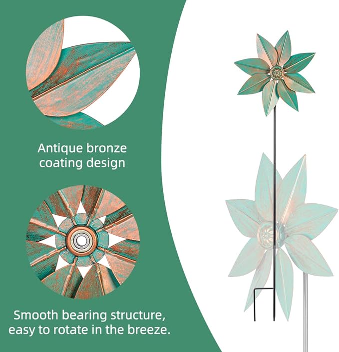 DREAMYSOUL Pinwheels for Yard and Garden, 38 Inches Metal Kinetic Wind Spinner for Outdoor Garden Patio Yard Decor-VerdiqueGarden