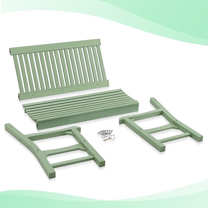 Psilvam Garden Bench, 2-Person Poly Lumber Patio Bench, All-Weather Outdoor Bench That Never Rot, Memorial Bench, Suit for Garden, Porch and Park (Green)-VerdiqueGarden