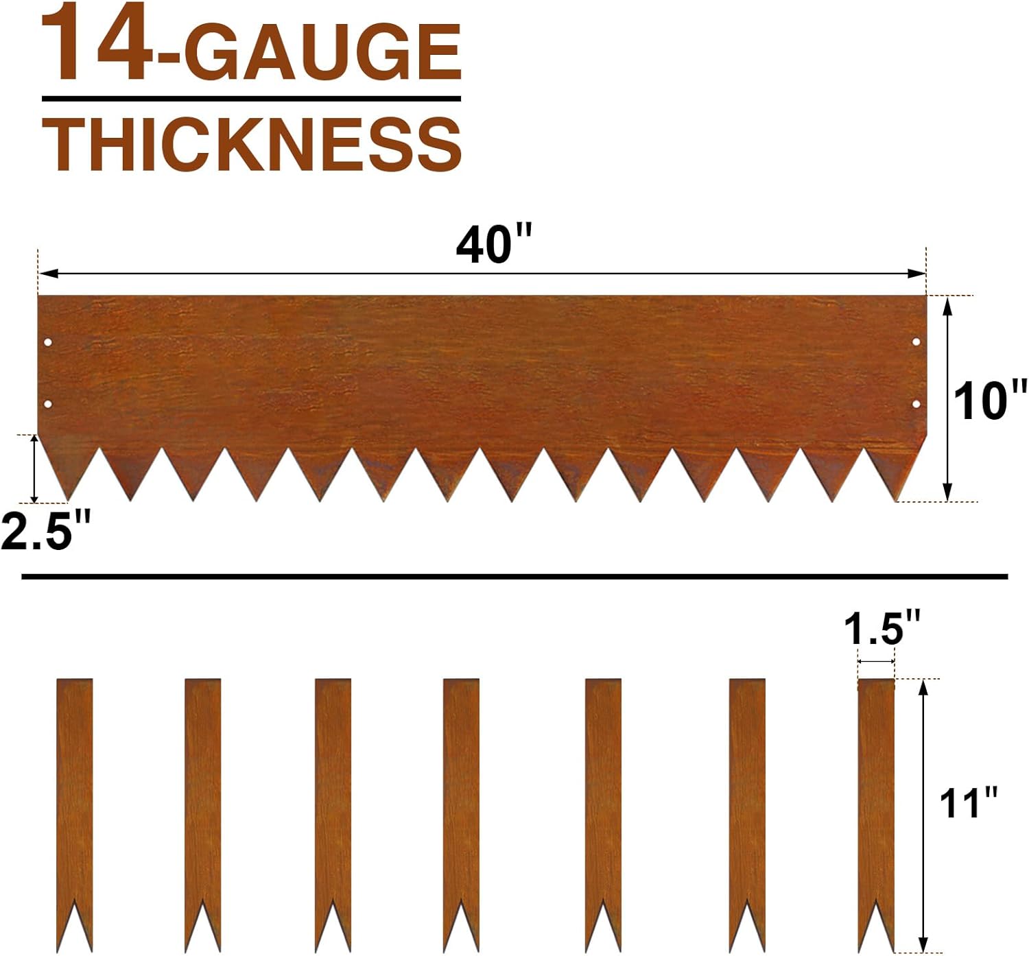 10 Inch Corten Steel Landscape Edging, 6 Pack Metal Landscape Edging, Landscape Edging with 7 Clips and Gloves for Lawn, Pathway, Yard (Rust-Colored)-VerdiqueGarden
