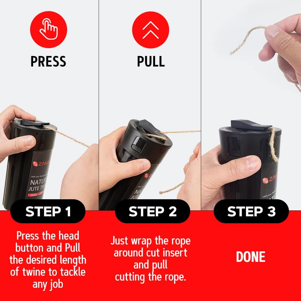 Cut-Ready Rope Canister with 260 Feet Non-Tangle Natural Jute Twine, 3MM Strong Twine String for Crafts, Gift Wrapping, Packing, Gardening and Wedding Decor(3mm x 260ft)-VerdiqueGarden