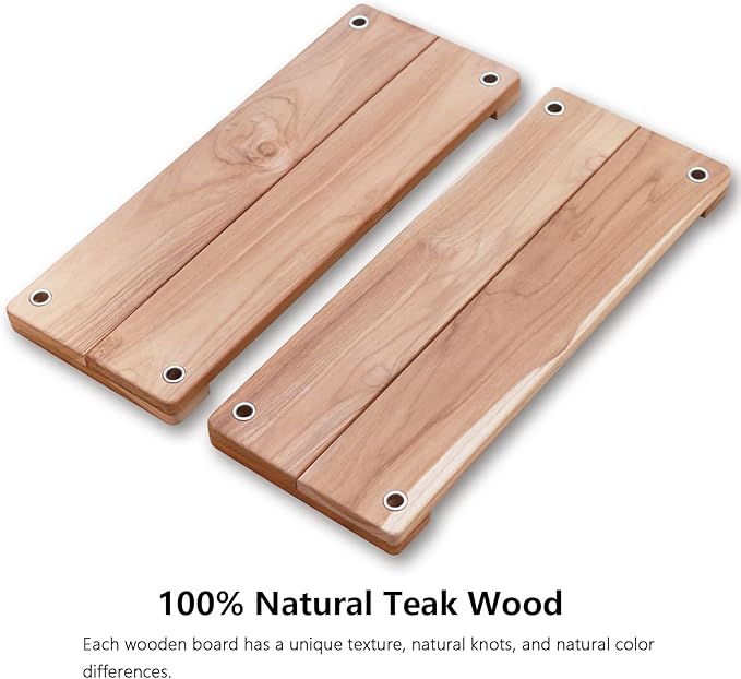 Teak Wooden Swing, Outdoor Wood Tree Swing Seat for Kids or Adults for Backyard Columpio, Height Adjustable (20.5x7.5inch)-VerdiqueGarden