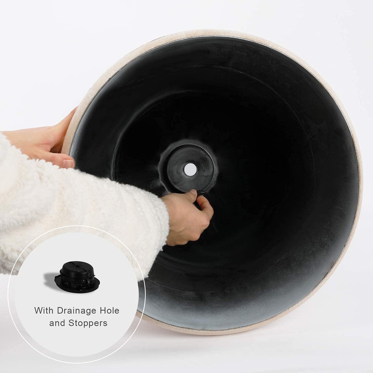 Worth Garden Plastic Urn Planters for Outdoor Plants, Tree 22'' Tall 2 Pack Round Classic Resin Flower Pots Indoor Beige Traditional Front Porch 15 in Dia. Large Imitation Stone Decorative Patio Deck-VerdiqueGarden