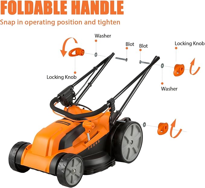 LawnMaster MEB1216K Electric Lawn Mower 16-Inch 12AMP-VerdiqueGarden