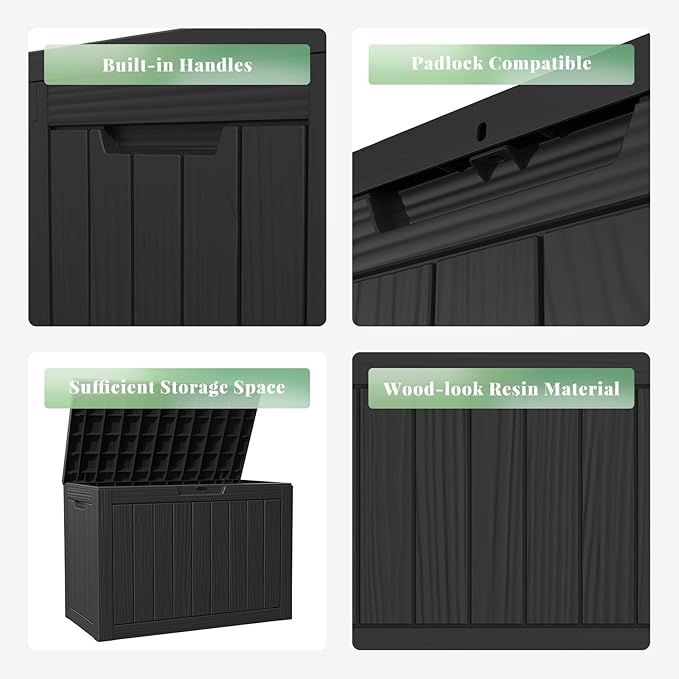 DRATO 45 Gallon Deck Box, Outdoor Storage Box for Patio Furniture, Patio Cushions, Gardening Tools, Pool Supplies 480lbs Weight Capacity,Waterproof Resin Storage Boxes-VerdiqueGarden