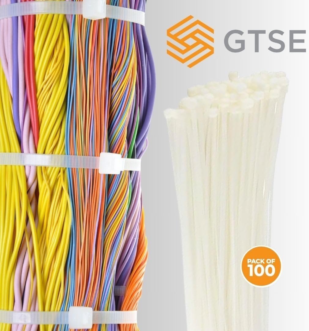 GTSE 14 Inch White/Clear Zip Ties, 100 Pack, 50lb Strength, UV Resistant Long Nylon Cable Ties, Self-Locking 14" Tie Wraps-VerdiqueGarden
