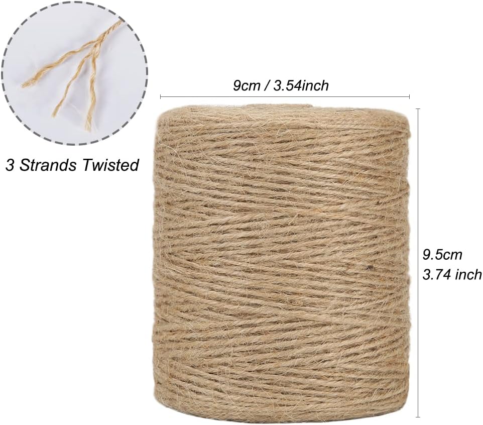Tenn Well Natural Jute Twine, 984 Feet 2mm Garden Twine, Brown Jute String for Arts and Crafts, Gardening, Gift Wrapping, Bundling, Recycling-VerdiqueGarden