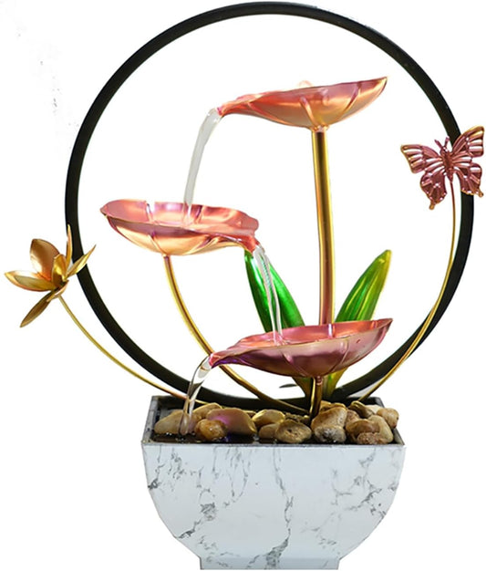 Pink Indoor Table Top Indoor Relaxation Water Fountain, Waterfall, Small Fountains with LED Lights Zen Meditation Fountains.-VerdiqueGarden