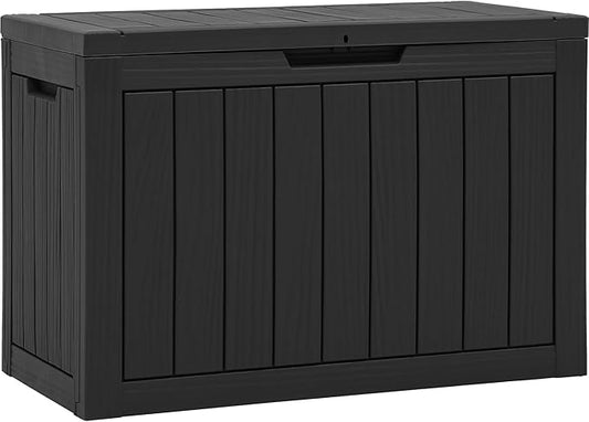 YITAHOME 45 Gallon Deck Box, Outdoor Storage Box for Patio Cushions, Outdoor Tools, Gardening Tools, Sports Equipment, and Throw Pillows, Lockable and Waterproof, Black-VerdiqueGarden