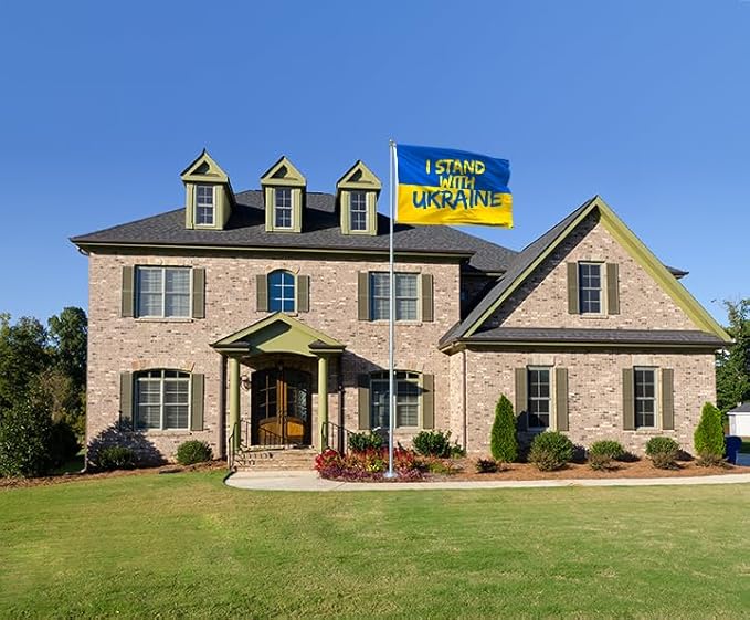 I Stand with Ukraine Flag 5x8FT Ukrainian National Polyester Banner With 2 Grommets Fade Resistant Vivid Color For Patriotic Festival Events Party Decoration-VerdiqueGarden