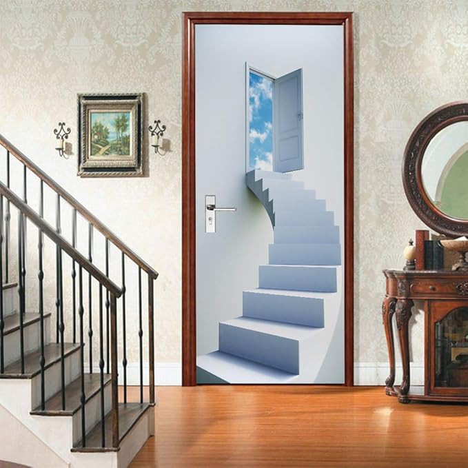 3D Door Stickers Murals - Peel & Stick - Stairs & Wall - Self-Adhesive Decals - Removable PVC Waterproof Door Poster - Bedroom & Living Room Decoration - 35.4" x 78.7"-VerdiqueGarden