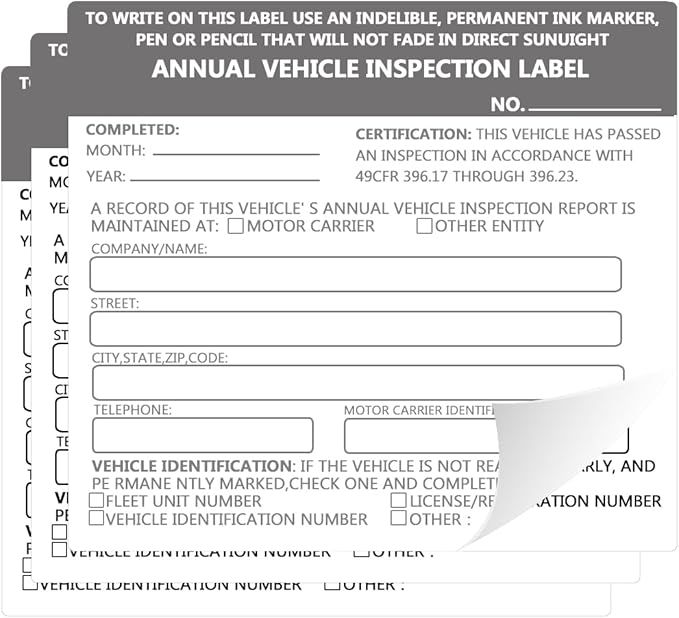Annual Vehicle Inspection Report Form Dot Annual Inspection Forms and Stickers, 25-pk 3-Ply Carbonless Adhesive Vinyl Label 2-Ply, Driver Vehicle Inspection Report Book for Truck Drivers-VerdiqueGarden