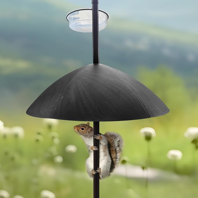 Bird Feeder,91in 4 Hook Bird Feeder Pole with Squirrel Baffle,Bath and Mesh Tray,Steel Multi-Feeder Kit Stand for Attracting Wild Birds, Easy Assembly for Courtyards (Weld, Black 91IN)-VerdiqueGarden