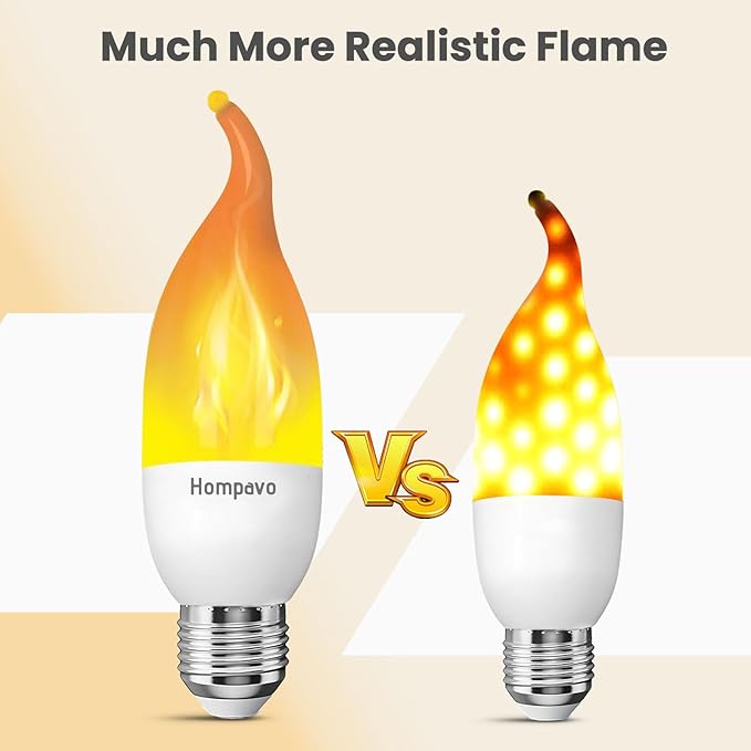 Hompavo Upgraded LED Flame Light Bulbs, 3 Modes Flickering Light Bulbs, E26 Chandelier Base Candle Fire Light Bulb for Halloween Christmas Party Porch Indoor & Outdoor Home Decoration - 8 Pack-VerdiqueGarden