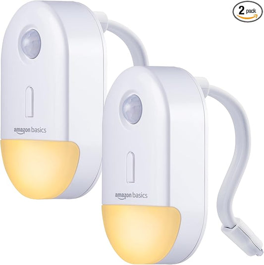 Amazon Basics Color Changing LED Toilet Bowl Motion Sensor Light, Battery Operated, 2 Pack, White-VerdiqueGarden