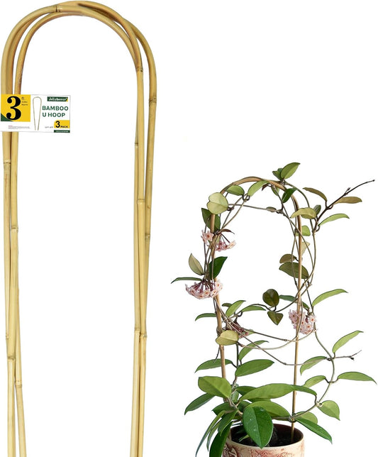 Natural U-Hoops Bamboo Plants Trellis 3Ft, Garden Trellis U-Shape for Climbing Plants, Garden Arch Trellis Support for Potted Plants, Vines, Ivy Climbing Plants, Flowers-3 Pack-VerdiqueGarden