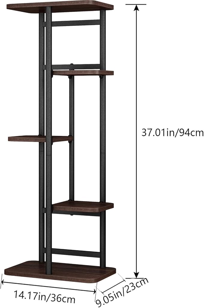 LINZINAR Plant Stand 5 Tier 6 Potted Indoor Plant Shelf Multiple Stands for Garden Corner Balcony Living Room-VerdiqueGarden