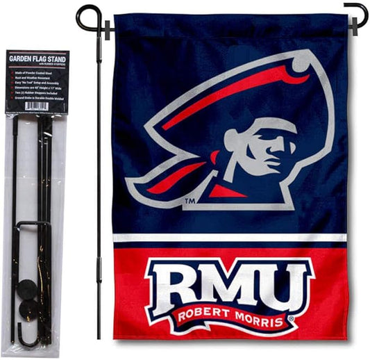 College Flags & Banners Co. Robert Morris Colonials Garden Flag with Stand Holder-VerdiqueGarden