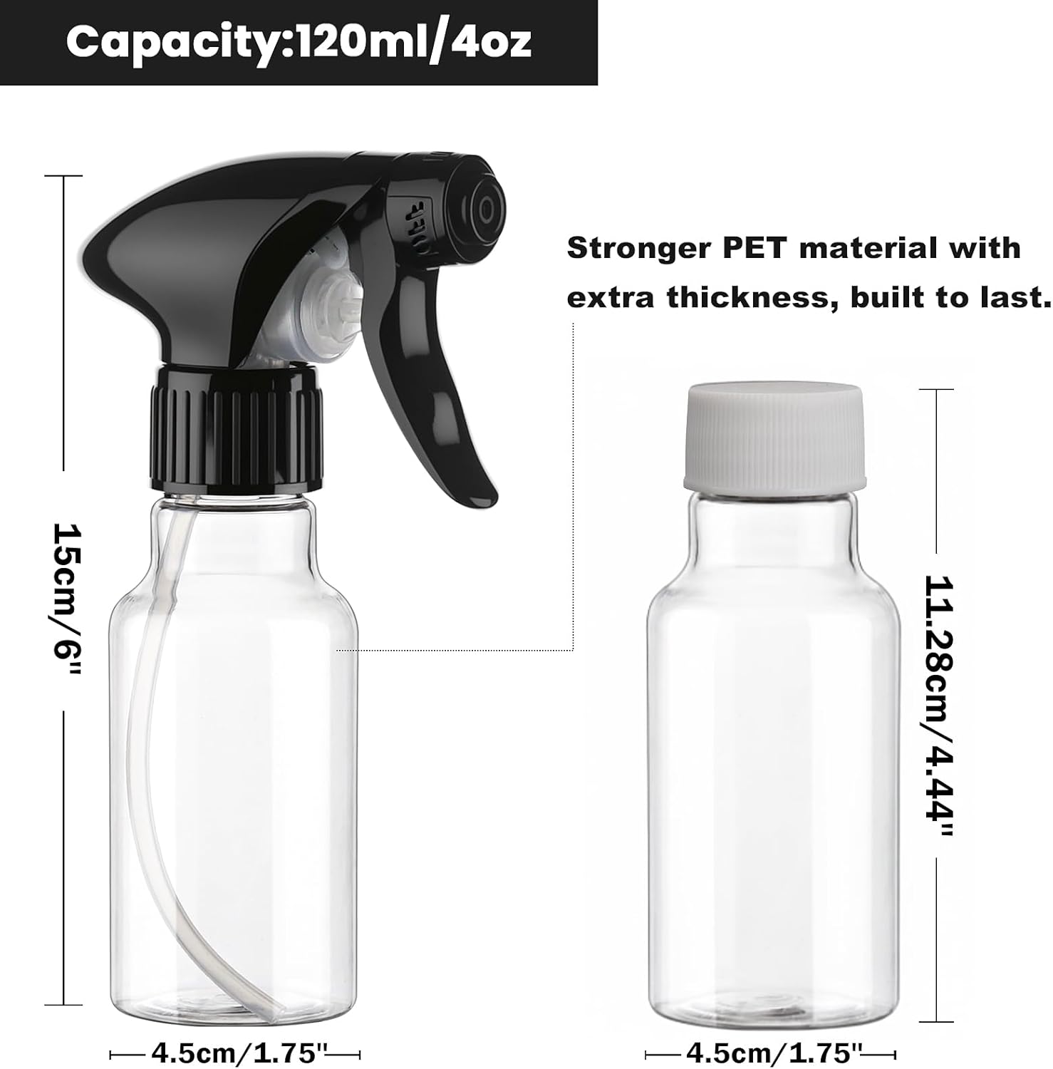 Spray Bottles 4oz/120ml Plastic Small Spray Bottle for Hair Mist/Stream Spraying Heavy Duty Empty Water Spray Bottles for Cleaning Solutions, Plants 2 Pack (Clear)-VerdiqueGarden