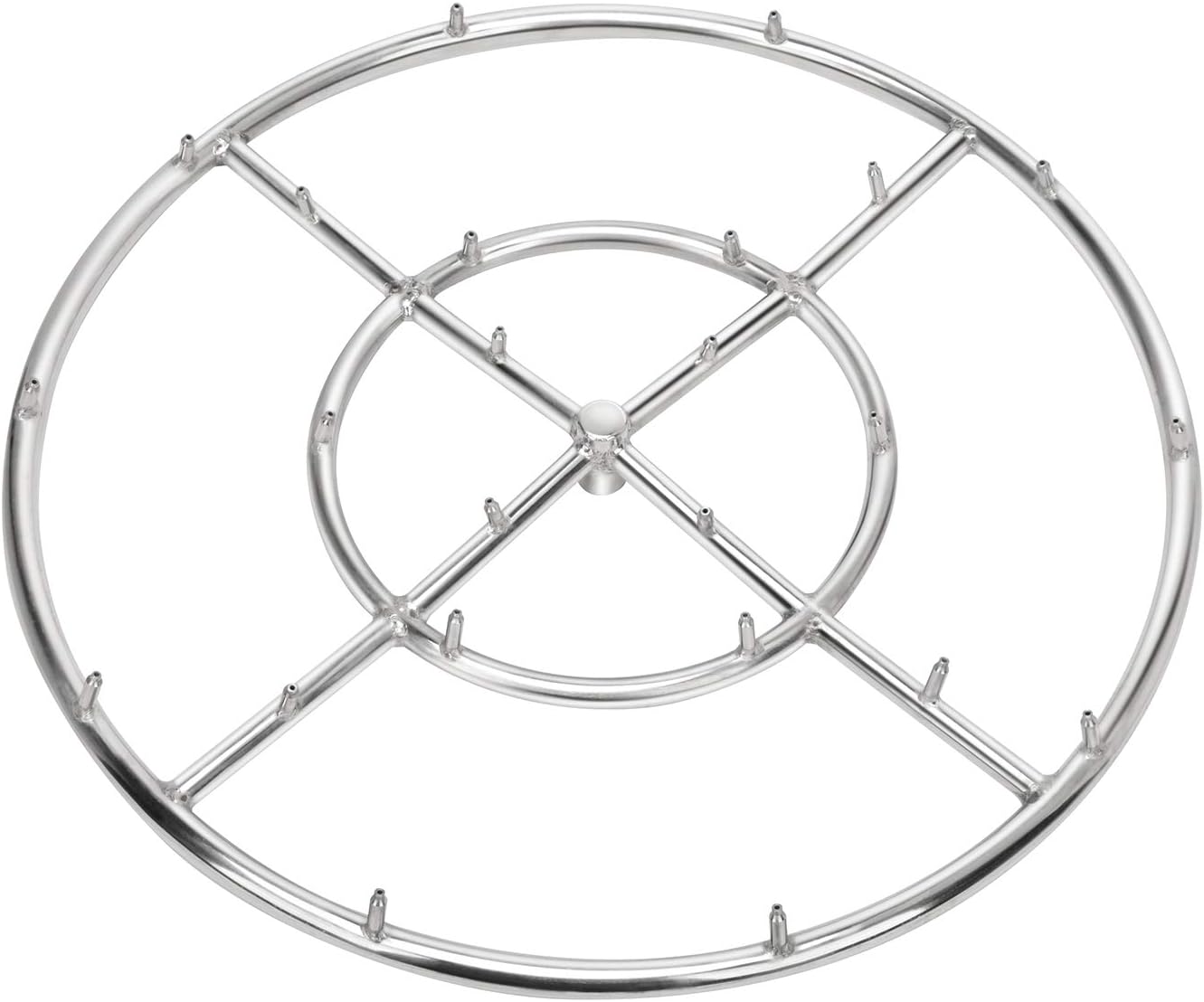 Stanbroil 24" High Flame Round Jet Burner Ring for Natural or Propane Gas Fire Pit, 304 Series Stainless Steel, Double Ring-VerdiqueGarden
